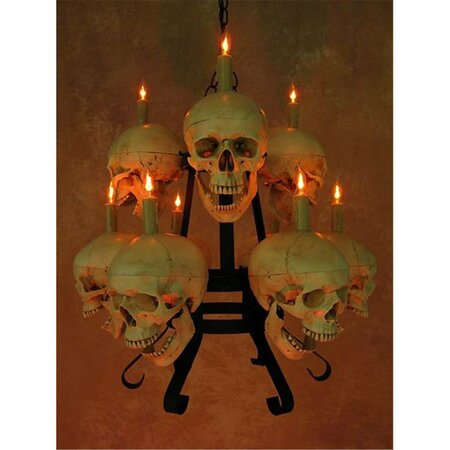 FUEGO Two-Tiered Skull & Metal Chandelier, 9 Life-Size Skulls on Two Tiered Metal Frame FU1889732